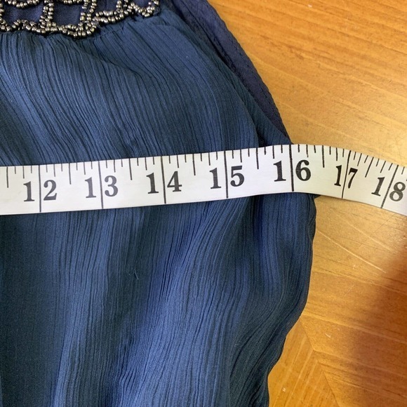 ANTHROPOLOGIE Willow‎ & Clay Boho Festival Beaded Sheer Flowy Blue Grey Sz M - Picture 7 of 9